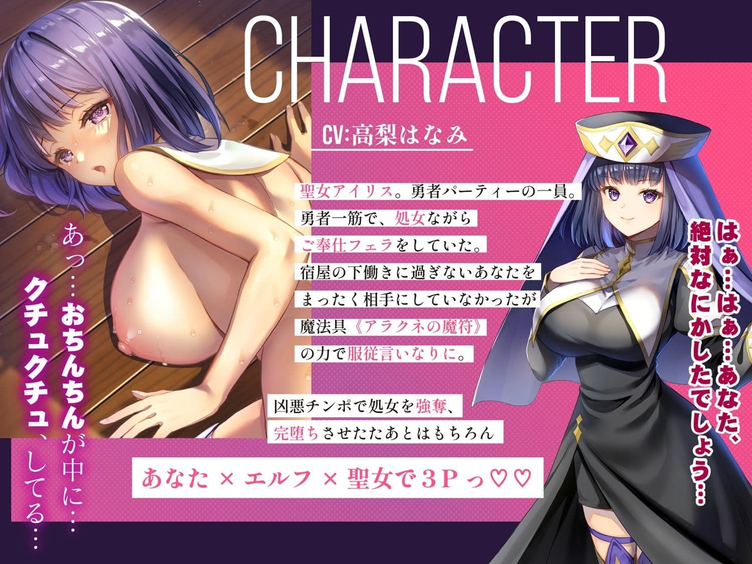 【たっぷり本編157分！！！！】異世界エルフ発情の魔眼2 勇者一行のエルフ少女だけでなく聖女まで寝取ってみた話 サンプル2