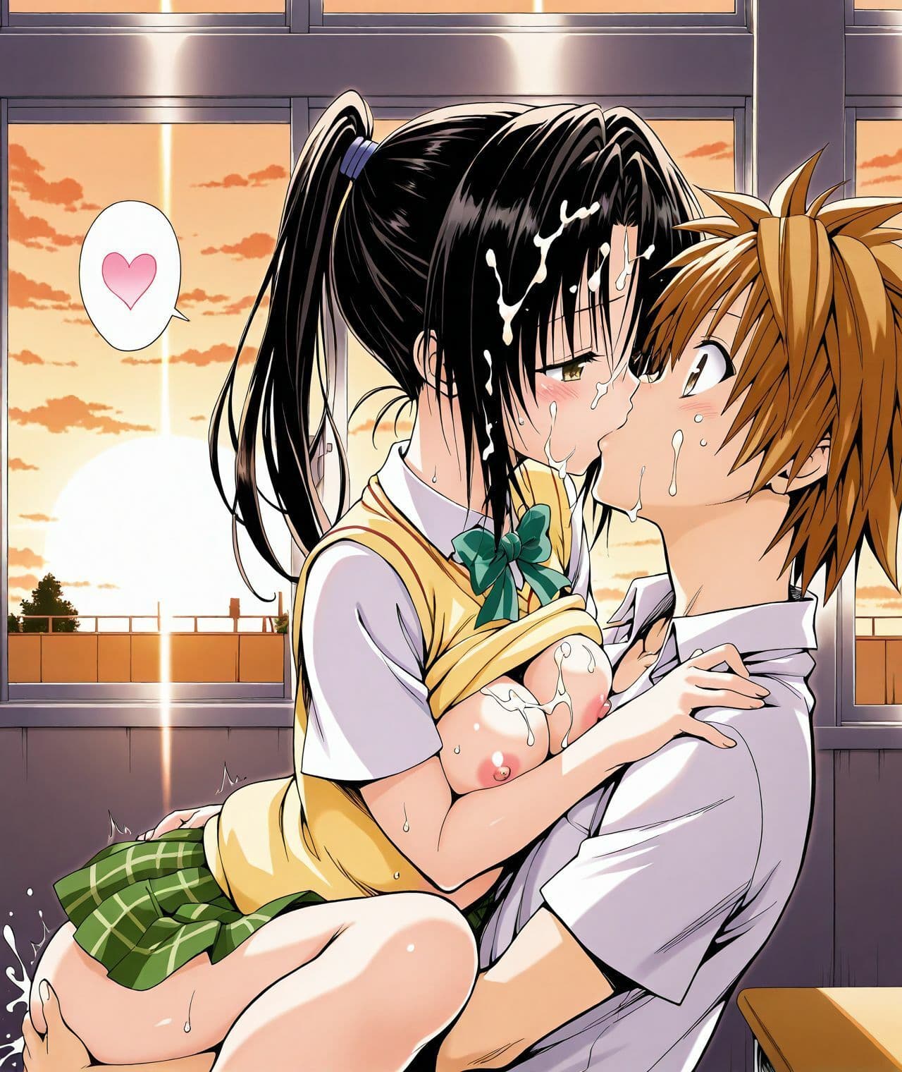【CG集TLHR1対応】【アクシデン To LOVE】黒髪ポニテロングクーデレ先輩(実はドスケベ)女学生八条凛子ちゃんと放課後の教室でラブラブ学生服エッチで中だし大量射精 サンプル4