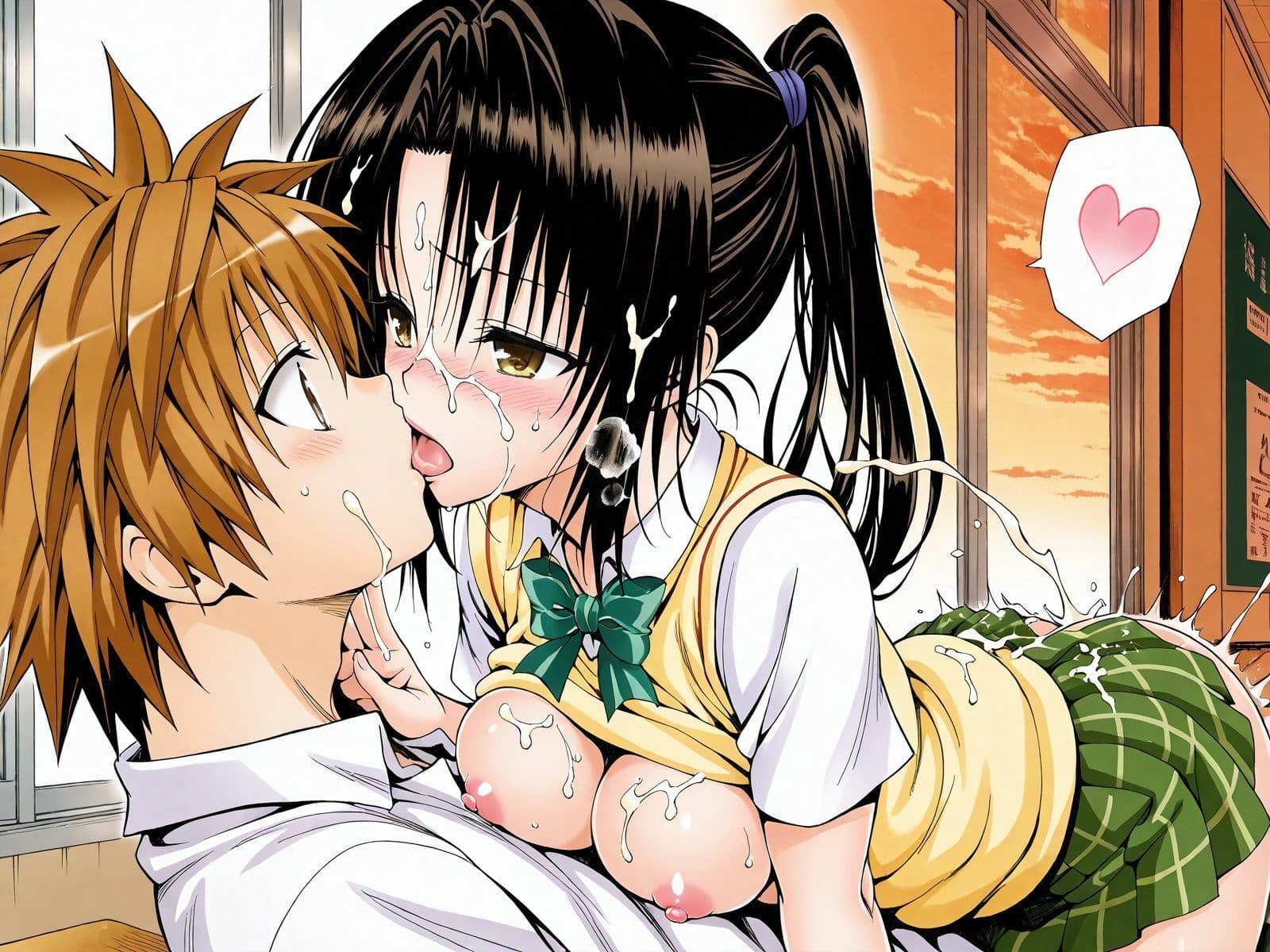 【CG集TLHR1対応】【アクシデン To LOVE】黒髪ポニテロングクーデレ先輩(実はドスケベ)女学生八条凛子ちゃんと放課後の教室でラブラブ学生服エッチで中だし大量射精 サンプル7