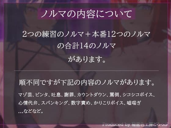 【ほぼ常時かりかり】Wサキュバスによる乳首責めとマゾ苛めノルマ式オナサポゲーム【ほぼ常時かりかりこりこりボイス×14のノルマ×マゾ】 サンプル3