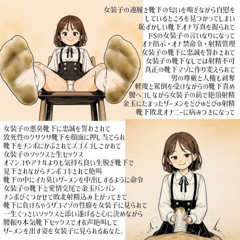 あなたは女装子の靴下でオナニーしちゃうザコオス君です。 サンプル1