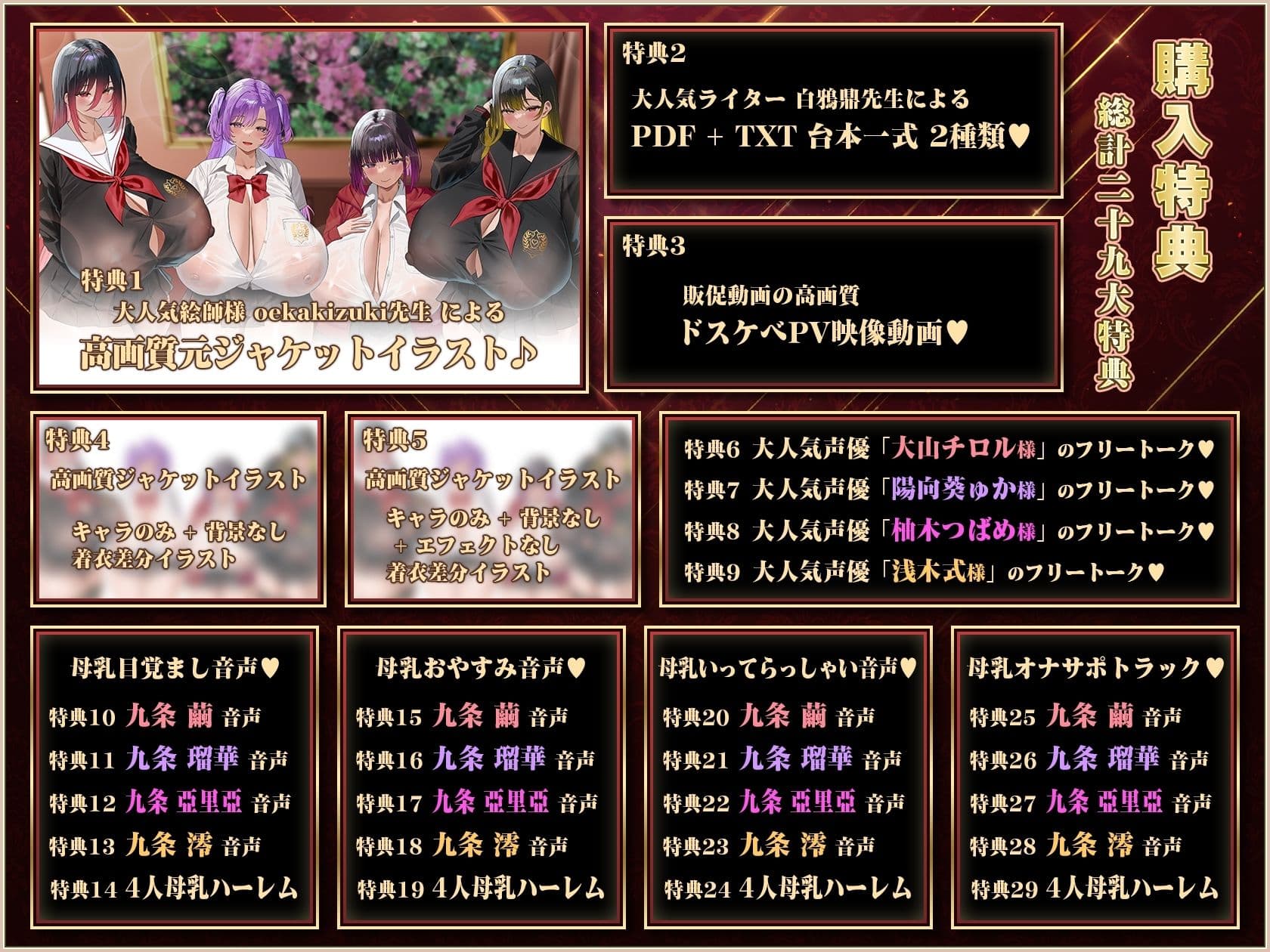 【9時間×4姉妹JK×名家お嬢様×母乳ハーレム】〜「孕」九条家の雌たち〜 顧問家庭教師のボクと…その肉欲「子種」を貪りし…4人のドスケべ爆乳姉妹たち♪ サンプル8