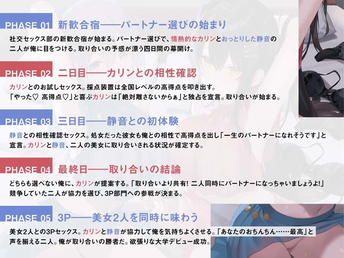 社交セックス部〜パートナー選びの新歓合宿で美女2人に取り合いされる〜 サンプル4