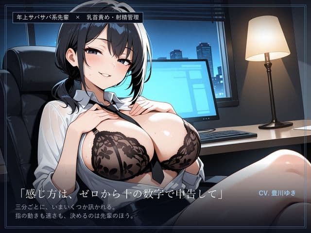 【乳首責め×射精管理】オフィスの実験 〜残業終わりに、サバサバ先輩とゼロから十まで〜 サンプル1