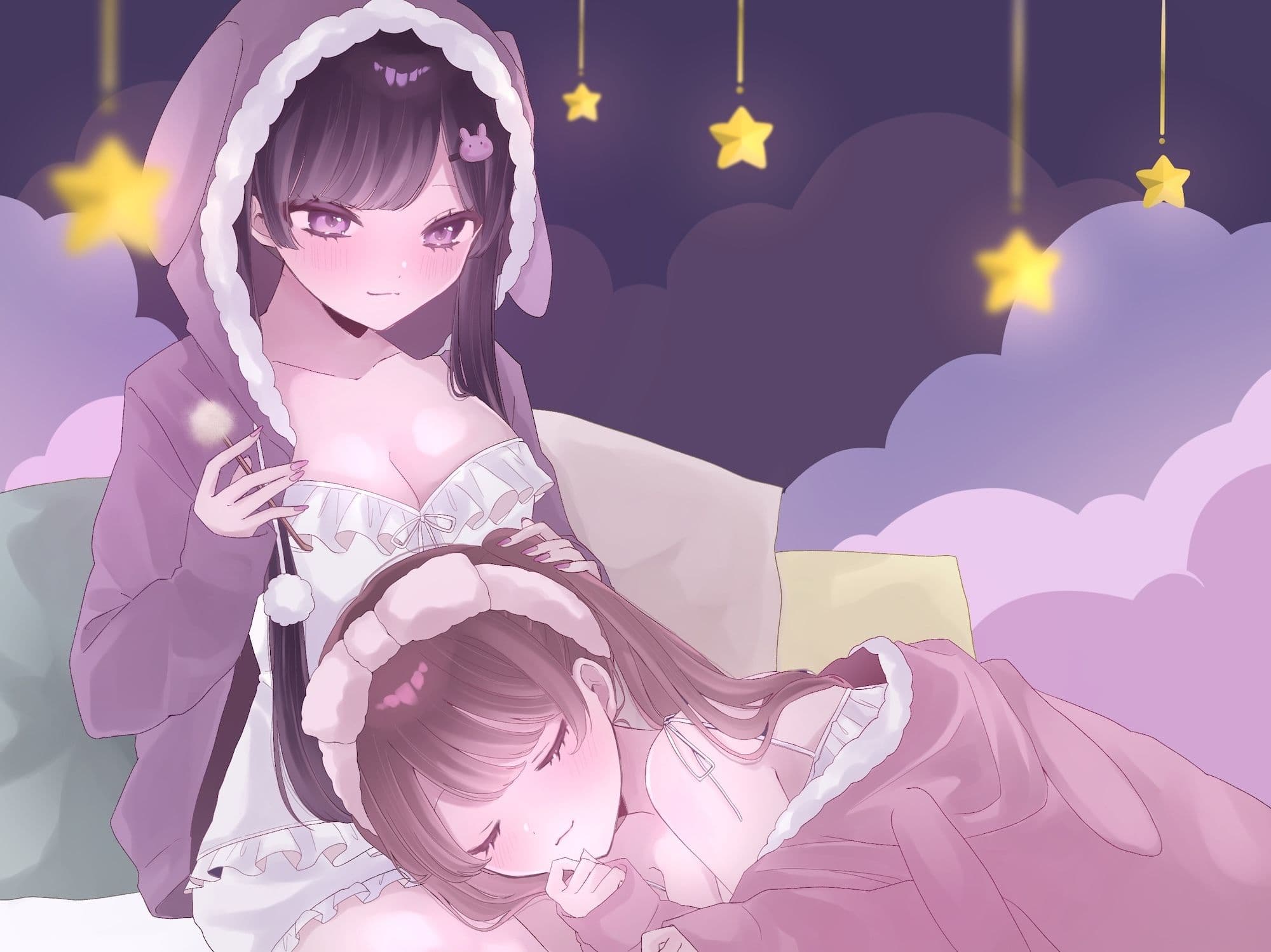 【KU100】耳かきしあってる双子姉妹がだんだん気持ちよくなってしまう没入体験ASMR サンプル1