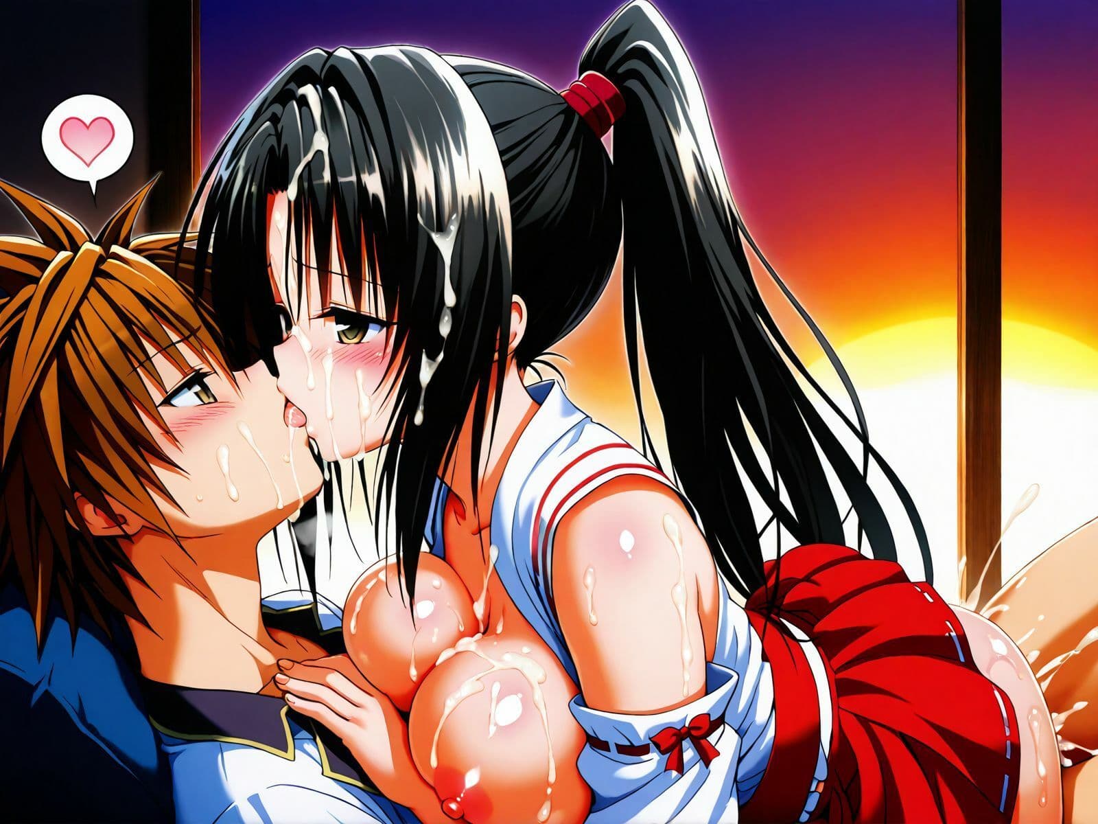 【アクシデン To LOVE】黒髪ポニテロングクーデレ先輩（実はドスケベ）女学生八条凛子ちゃんとバイト先の神社でラブラブ巫女服エッチで中だし大量射精 サンプル9
