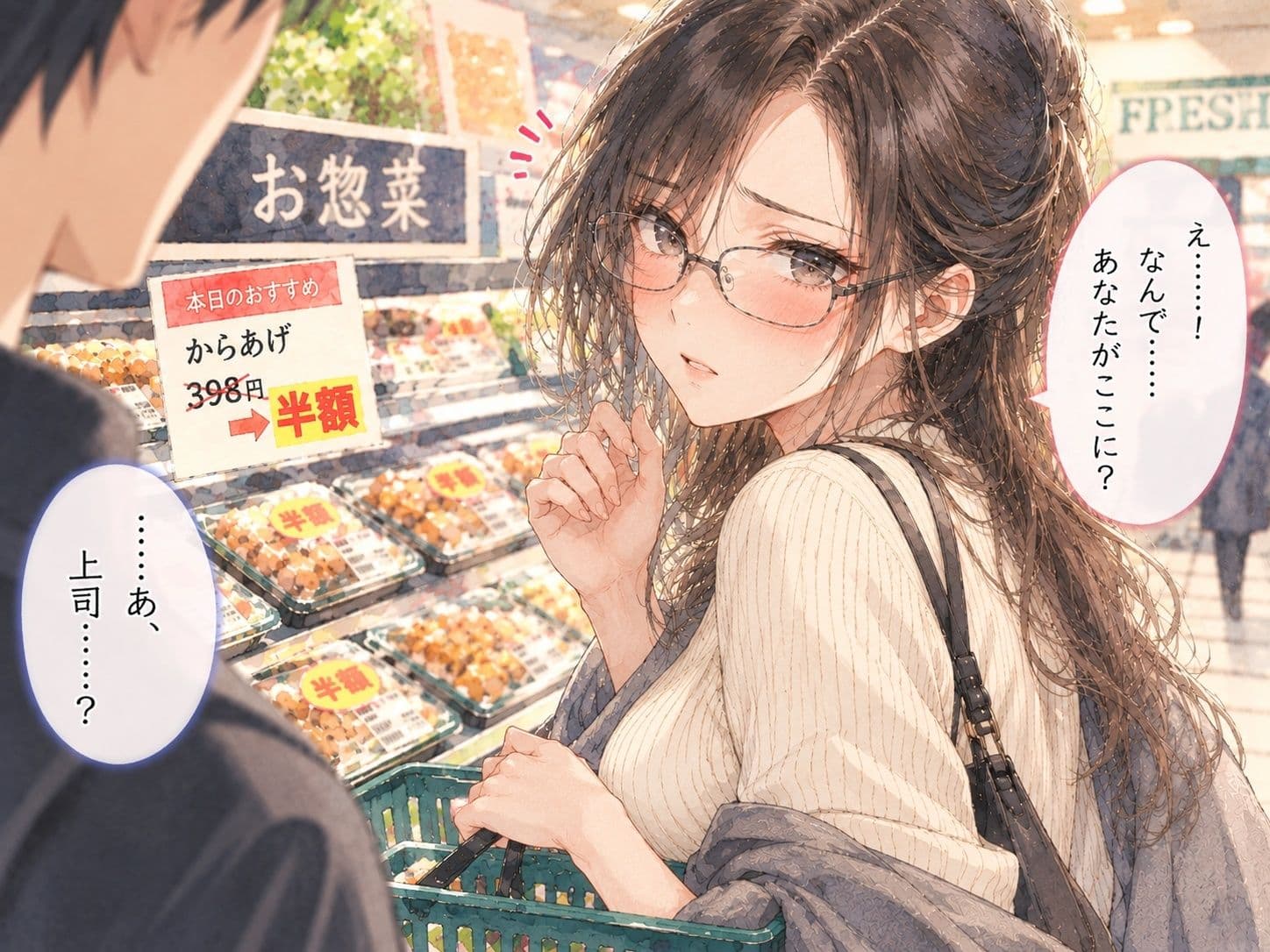 『会社では完璧な女上司が、休日にスーパーで半額シールを待っていたボイス』 サンプル1