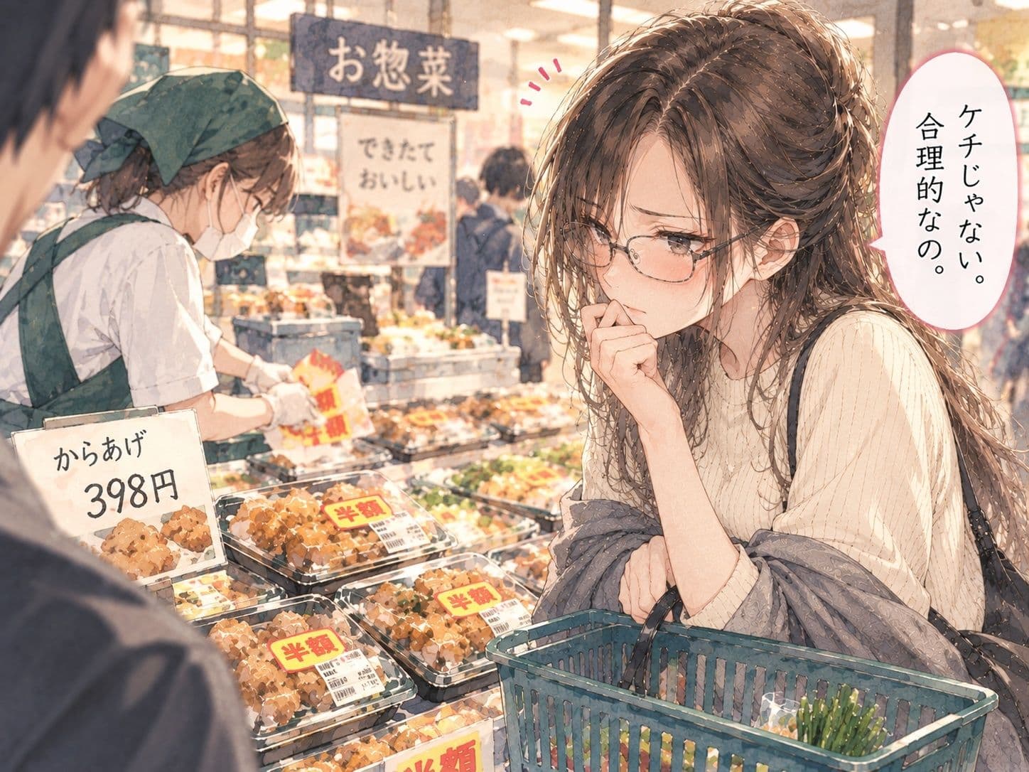 『会社では完璧な女上司が、休日にスーパーで半額シールを待っていたボイス』 サンプル2