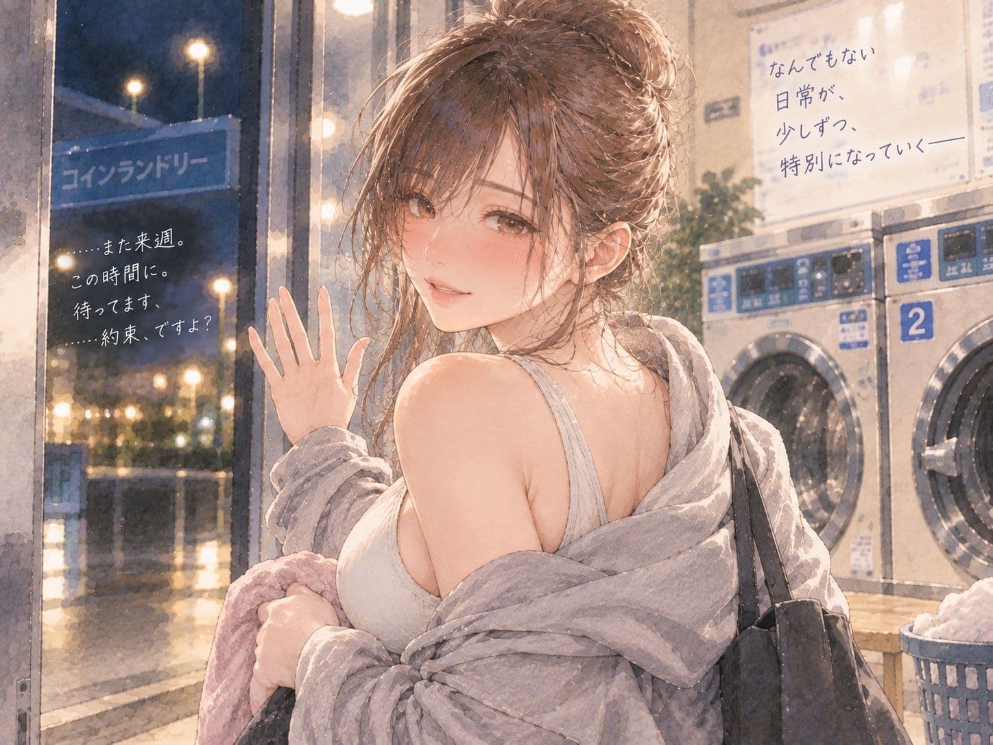 『コインランドリーで毎週会うお姉さんと、洗濯が終わるまで話すだけ。』 サンプル3
