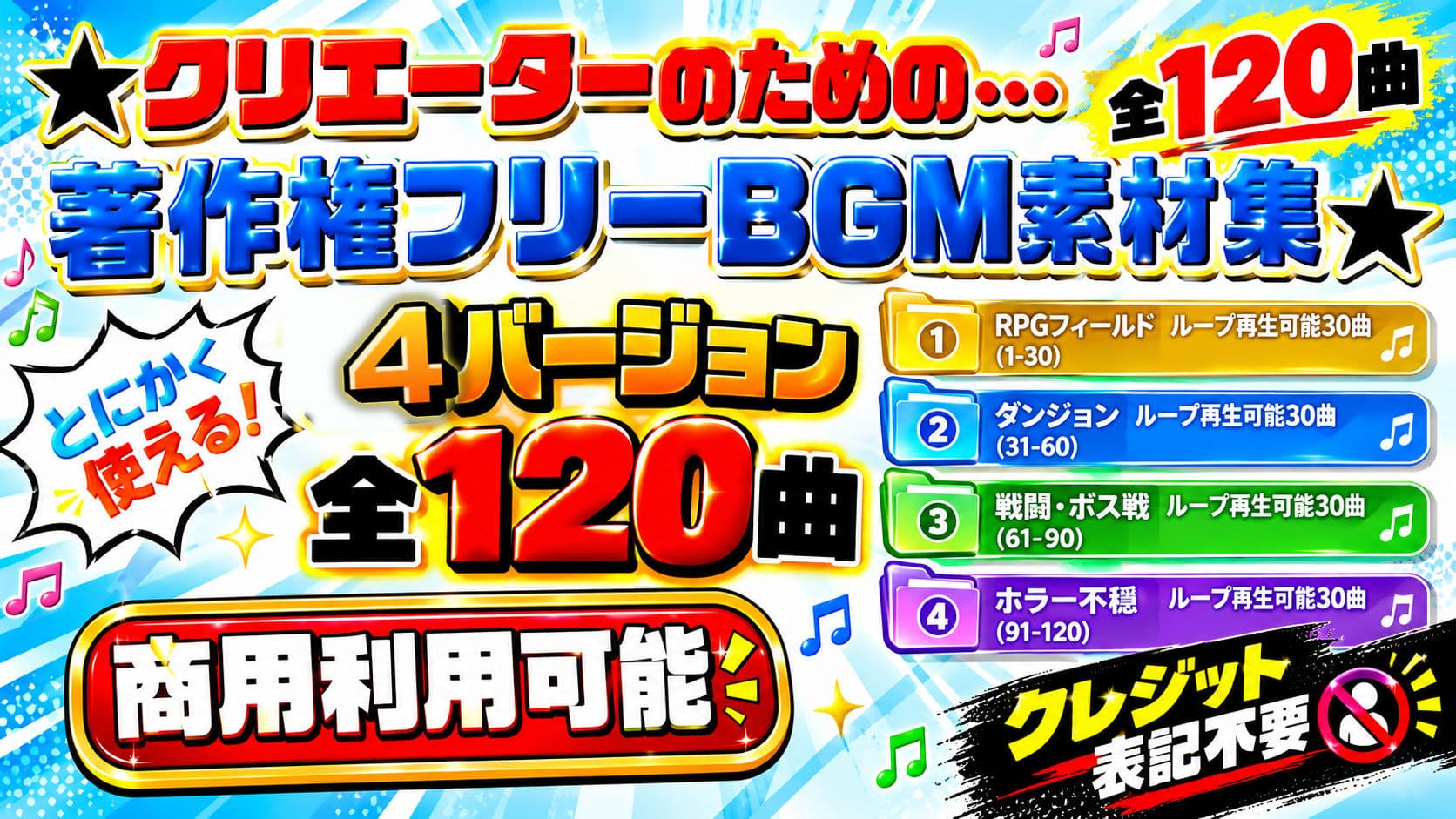 【商用利用OK】〜クリエーターのためのBGM素材集〜 120曲 サンプル1