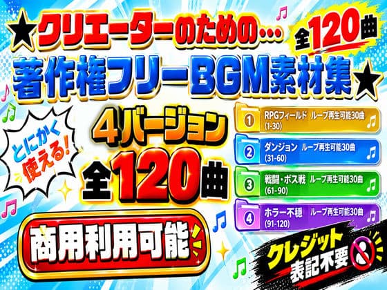 【商用利用OK】〜クリエーターのためのBGM素材集〜 120曲