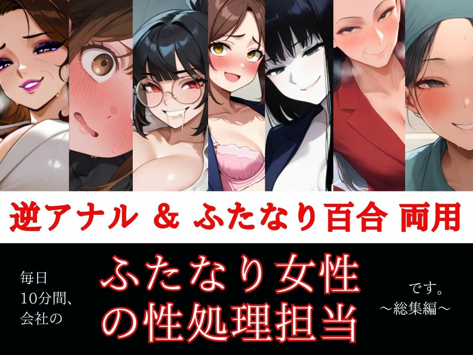 すぐ挿入7名出演/逆アナル＆ふたなり百合両用【毎日10分間、会社のふたなり女性の性処理担当です。〜総集編〜】 サンプル1