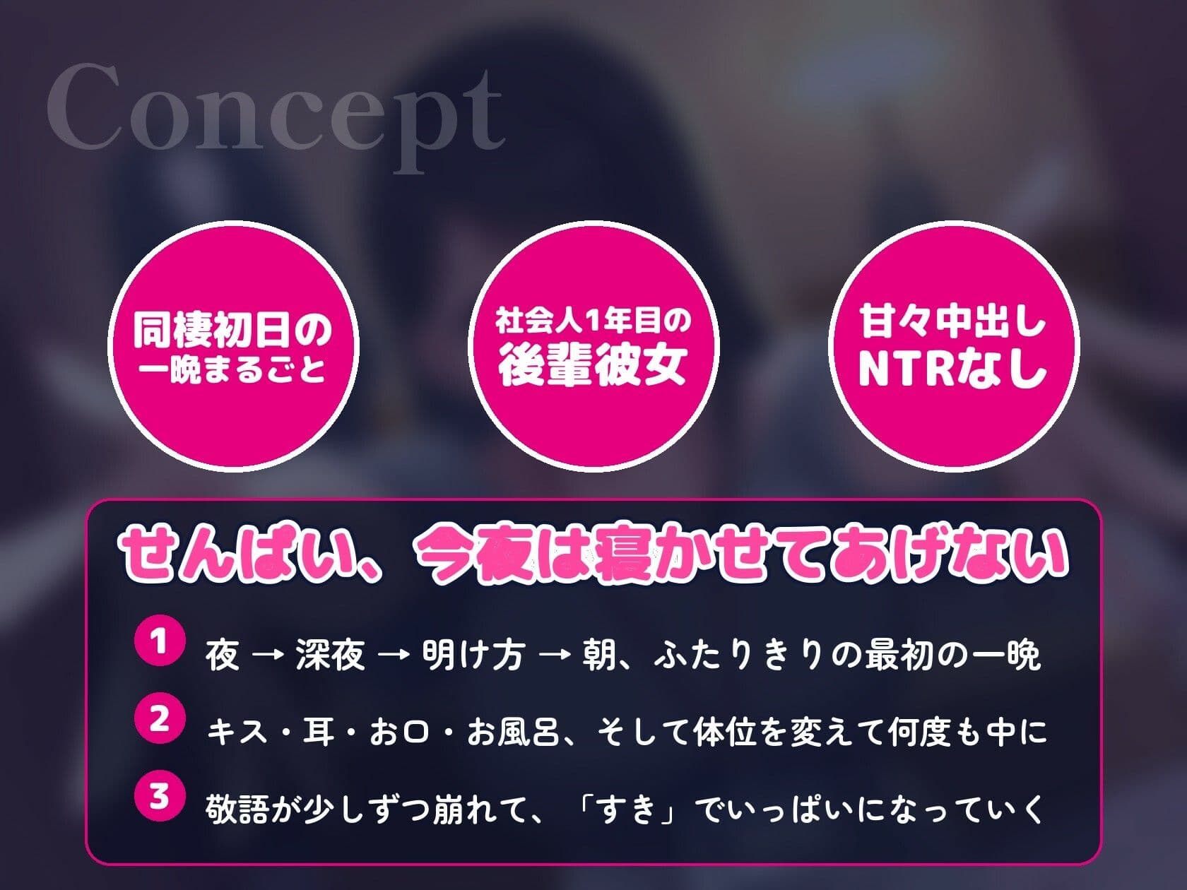 【64分・甘々中出し4回】同棲初日の夜、社会人1年目の後輩彼女が「せんぱい、今夜は寝かせてあげない」って朝まで何回もおねだりしてくる【恋人同士/ラブラブ/NTRなし】 サンプル1