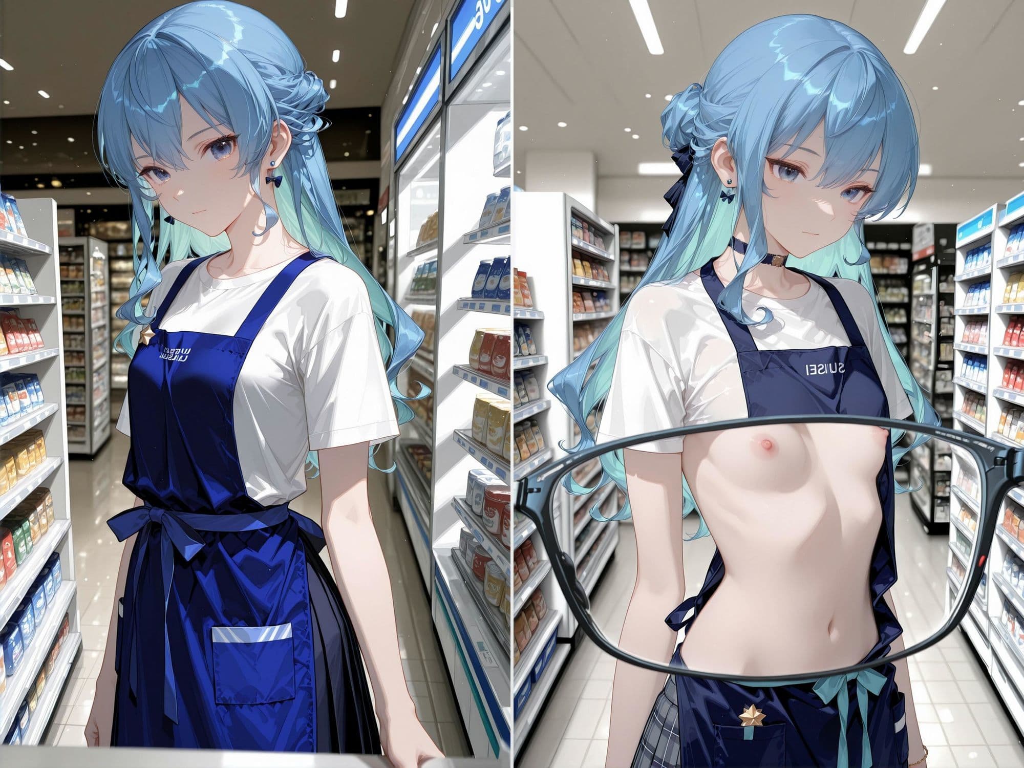 【4K動画付き】 24時間の快楽:コンビニで牝に目覚める 星〇すいせい編 ホ〇ライブ サンプル1