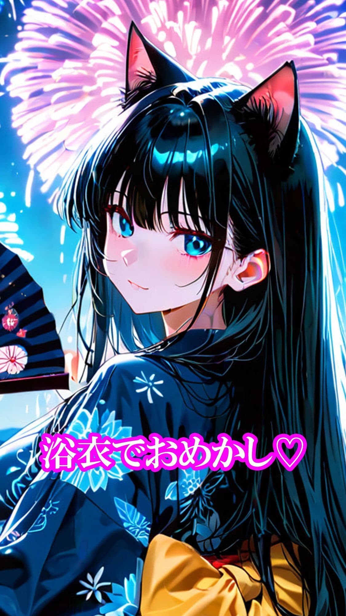 猫耳ちゃんの浴衣で花火大会(ボテ腹・触手・乳首責め・産卵)静止画100枚+gifループ動画5本 サンプル1