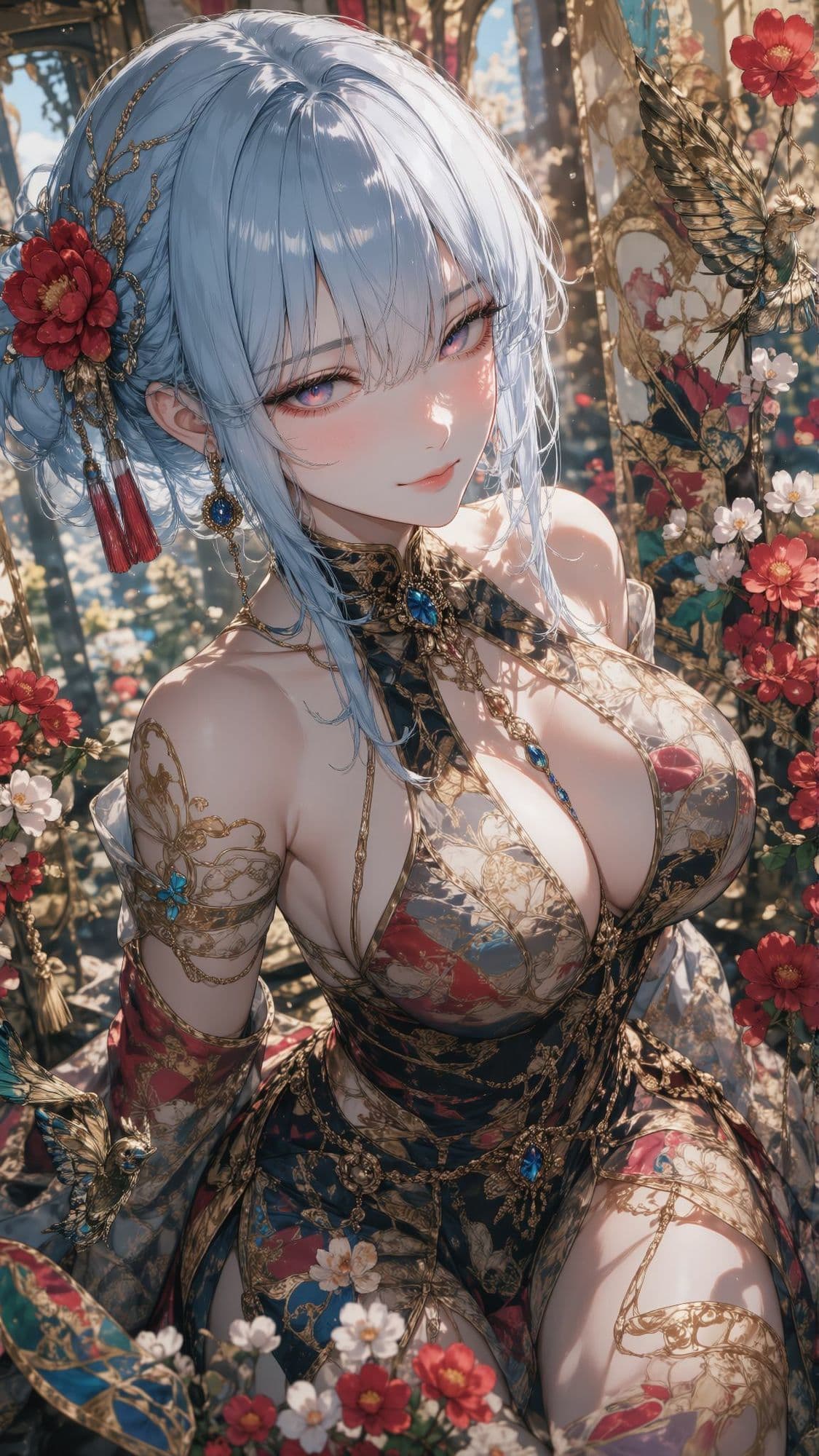 【500枚・4K超高画質】天界の女神たちと艶やかな花ざかりに魅せられる極上の美少女イラスト集【2160×3840px・PNG・縦長】神聖なる光香と最高峰の描き込みでおくる耽美なプレミアム保存版 サンプル4