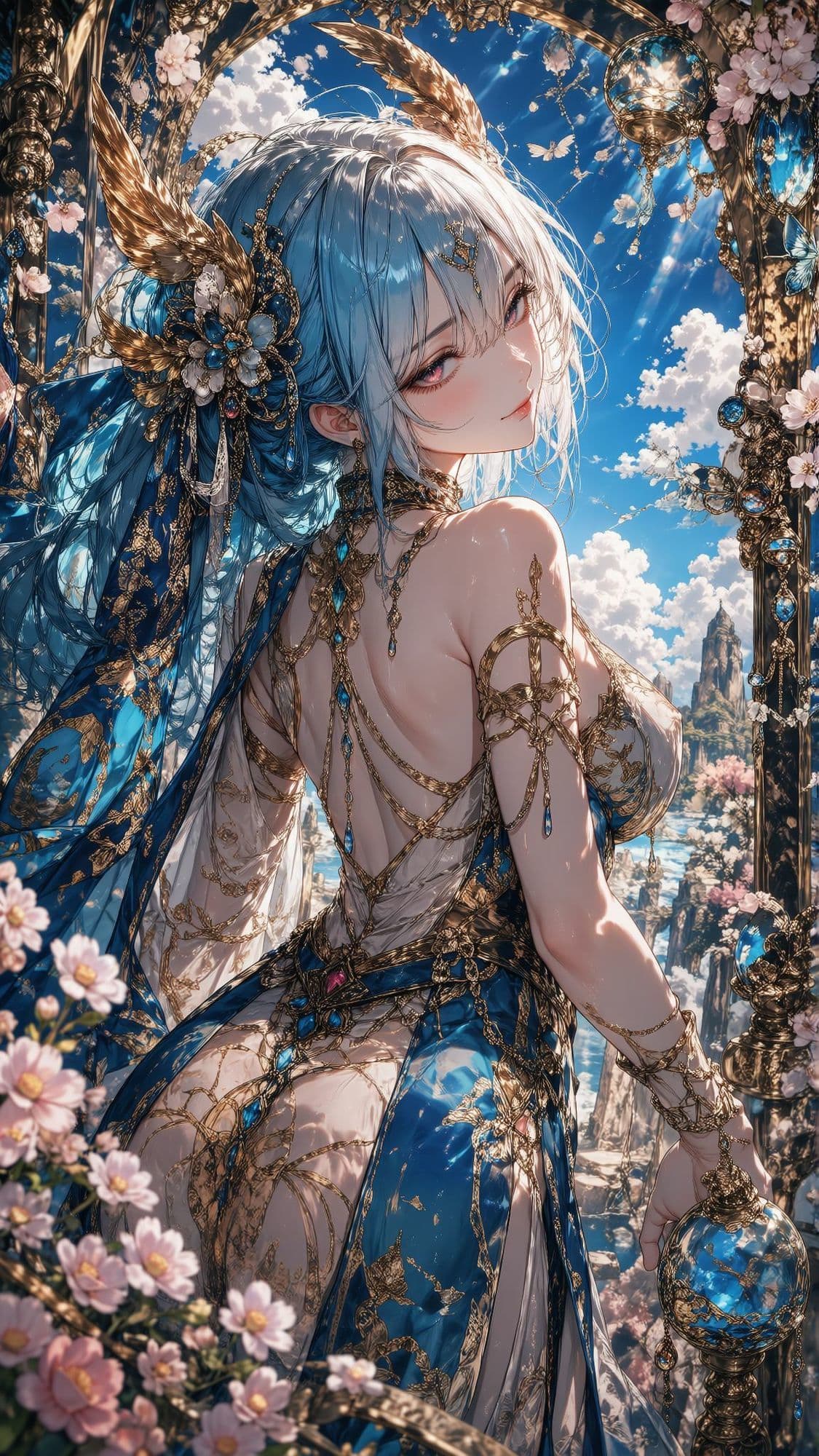 【500枚・4K超高画質】天界の女神たちと艶やかな花ざかりに魅せられる極上の美少女イラスト集【2160×3840px・PNG・縦長】神聖なる光香と最高峰の描き込みでおくる耽美なプレミアム保存版 サンプル5