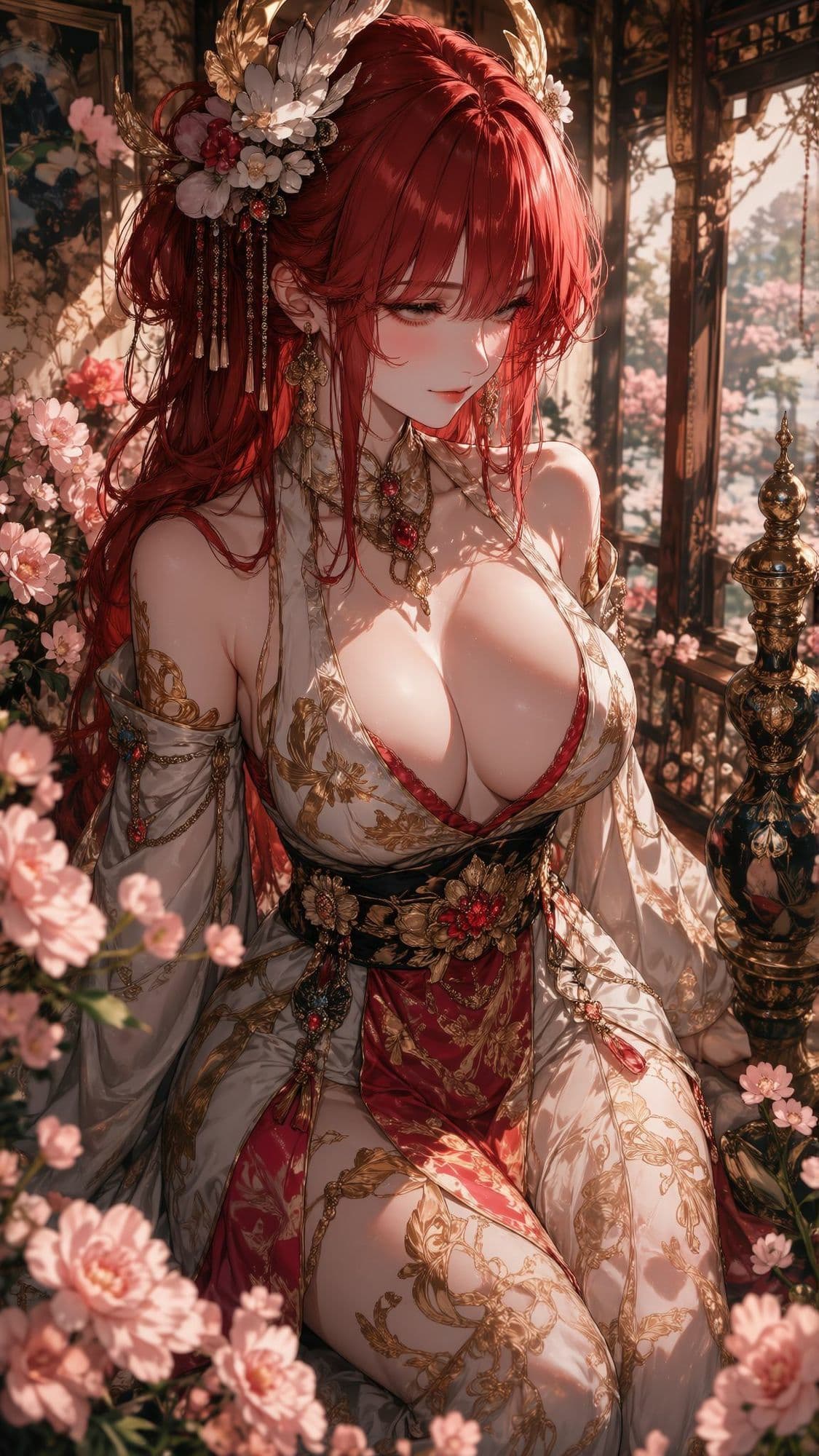 【500枚・4K超高画質】天界の女神たちと艶やかな花ざかりに魅せられる極上の美少女イラスト集【2160×3840px・PNG・縦長】神聖なる光香と最高峰の描き込みでおくる耽美なプレミアム保存版 サンプル6