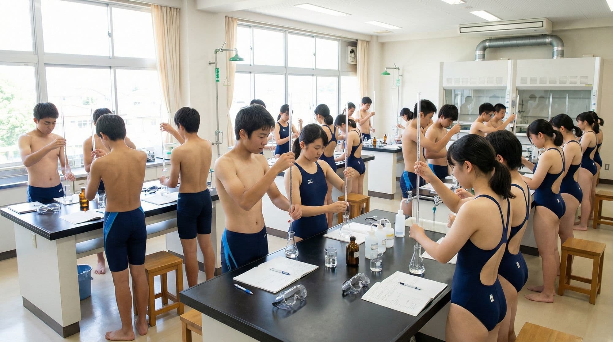 制服がスク水の学校 - 理科実験 - サンプル1
