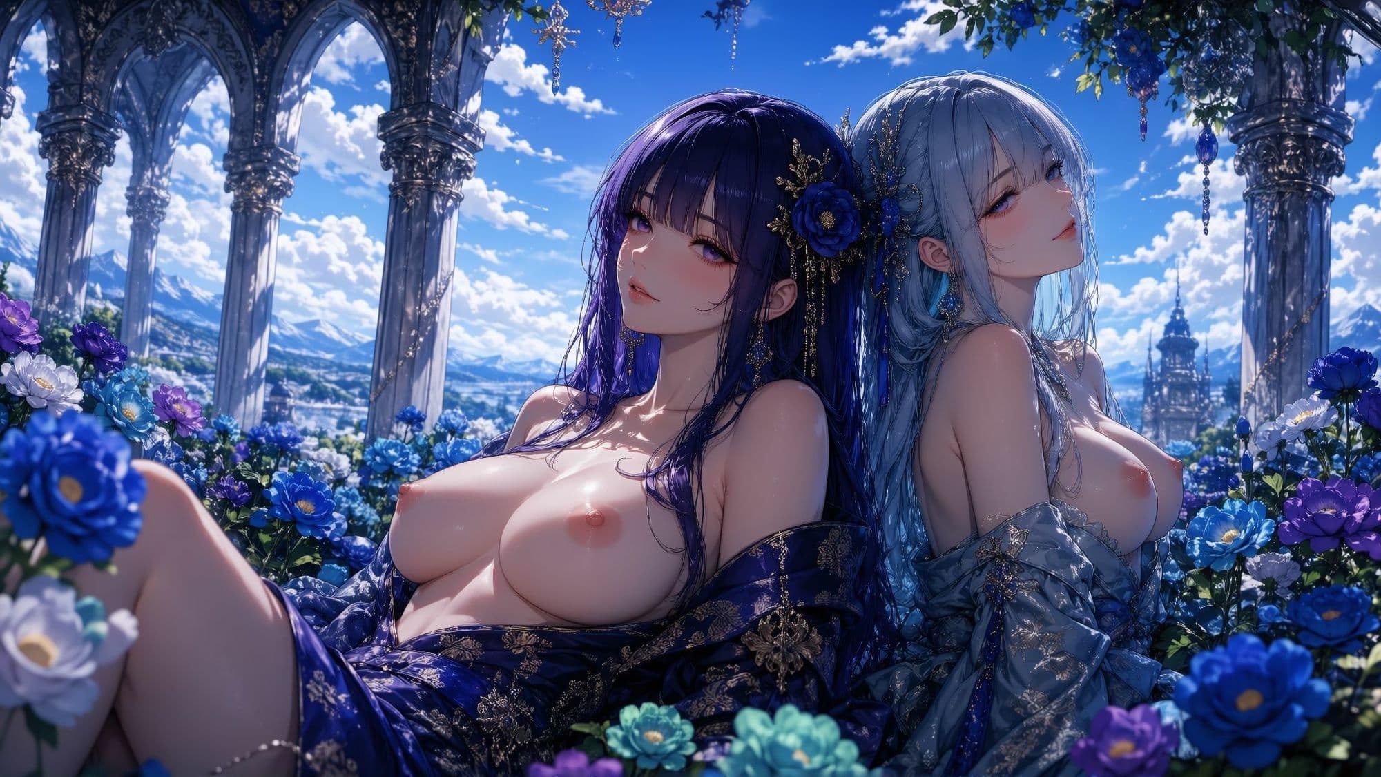 【500枚・4K超高画質】極彩色の花ざかりと艶やかな美少女たちに魅せられる極上のイラスト集【3840×2160px・PNG・横長】圧倒的情報量・最高峰の描き込みでおくる耽美なプレミアム保存版 サンプル4