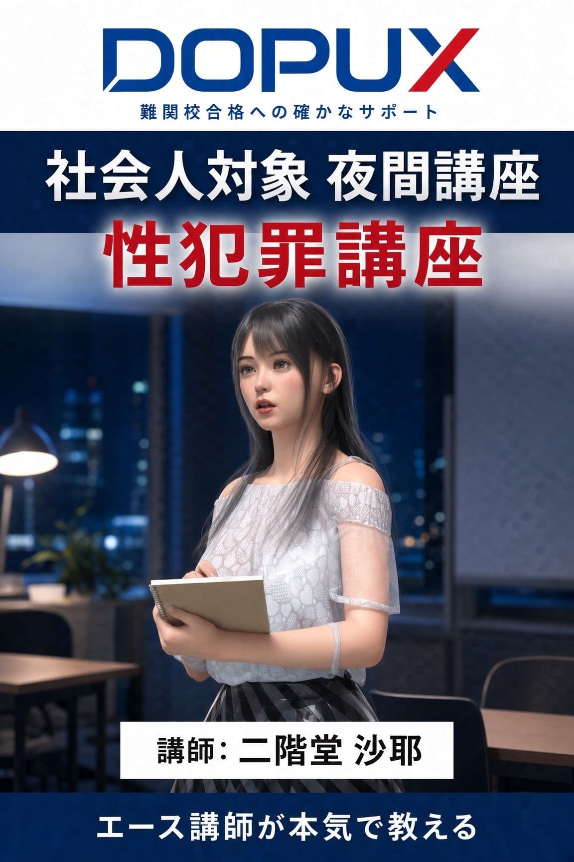 【△20】二階堂 沙耶 大学に進学し強豪予備校『DOPUX(ドピュックス)』で社会人向け講座(性犯罪)を教える名物講師に!(Vol.001:不同意性交罪) サンプル1