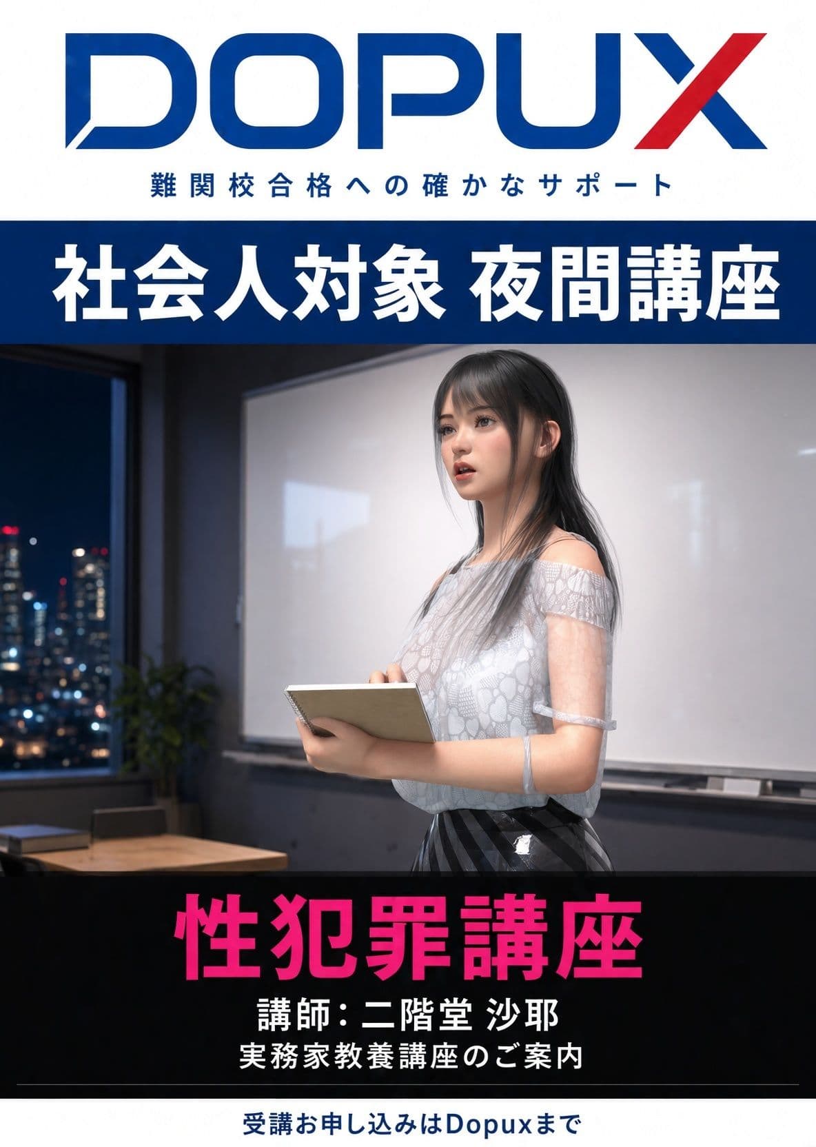 【△20】パンチラガチャ★二階堂 沙耶 大学に進学し強豪予備校『DOPUX(ドピュックス)』で社会人向け講座(性犯罪)を教える名物講師に!(Vol.011:性的姿態等撮影罪(撮影罪)) サンプル1