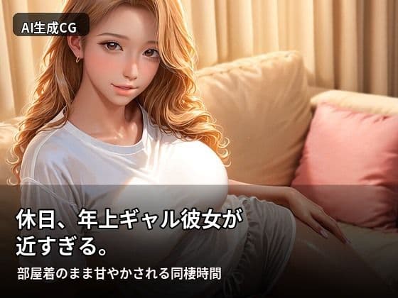AI生成CG 休日年上ギャル彼女が近すぎる。部屋着のまま甘やかされる同棲時間