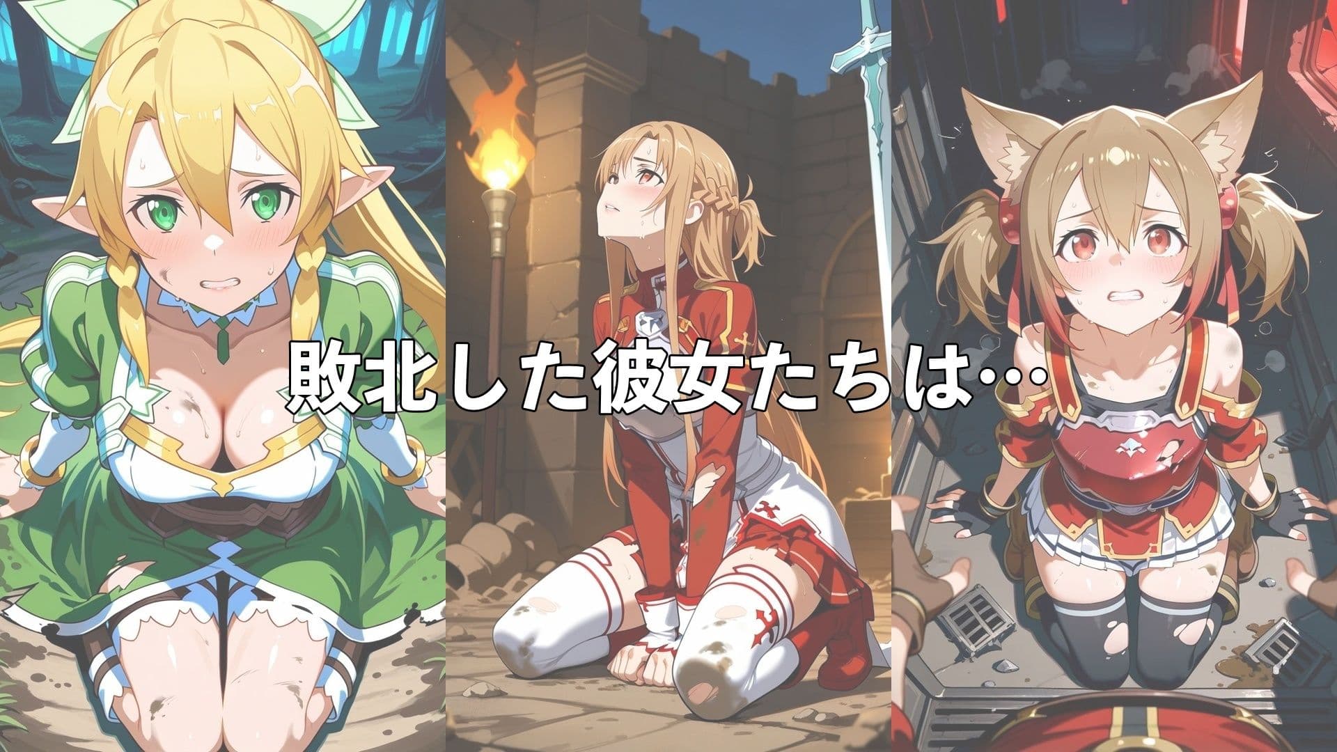 敗北したア●ナ&リ●ファ&シ●カの身体を存分に味わい容赦なく種付け サンプル2