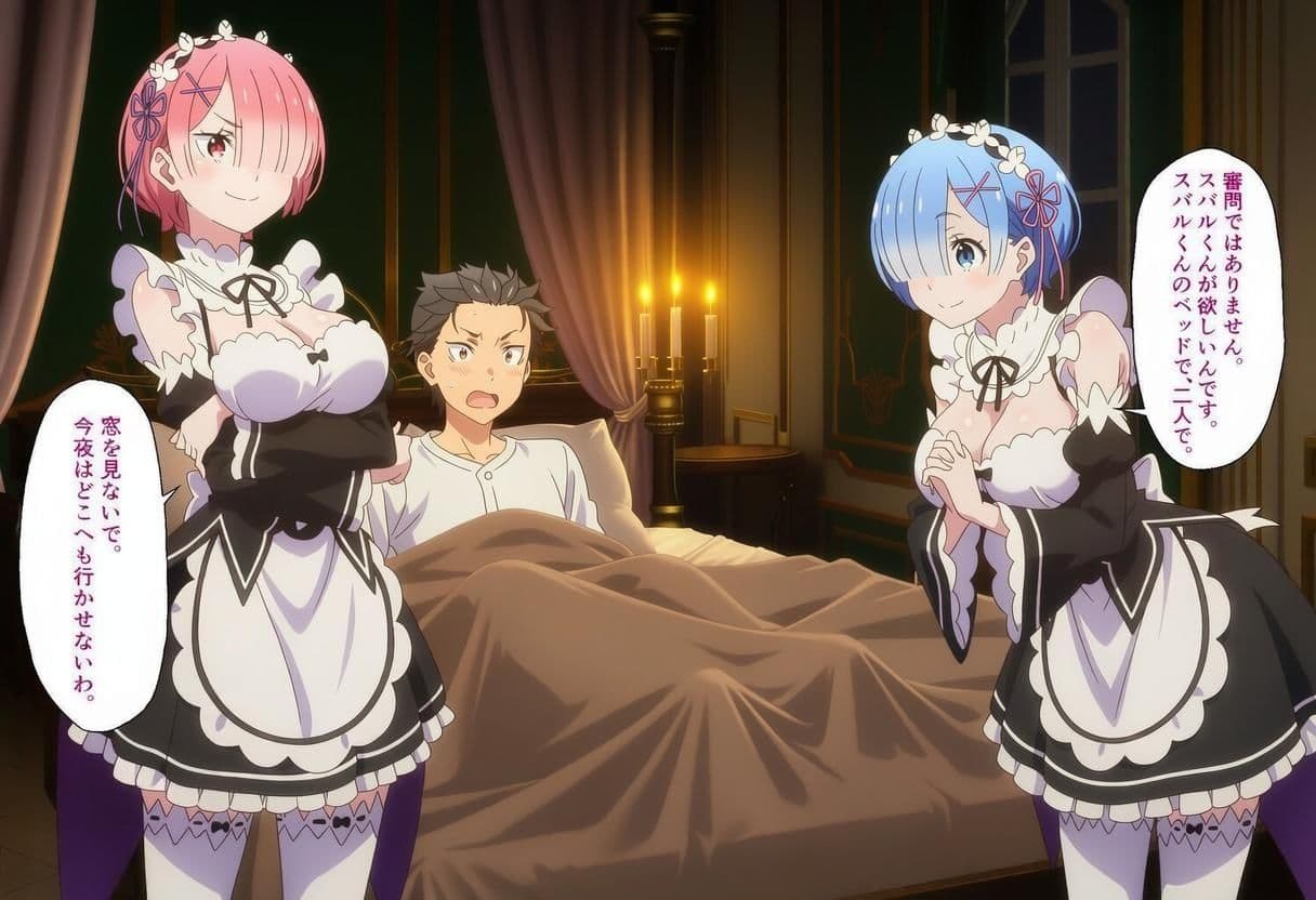 【CG 250P+アニメ 56枚】【リゼロ】ラム&レム 完全侍奉CG集 〜寝室・書庫・庭園・温泉 250枚超え〜 サンプル7
