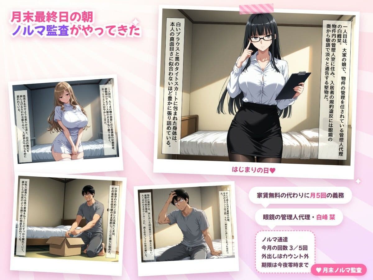 中出ししないと追い出される物件に引っ越した話〜眼鏡管理人と夜勤明けナースのノルマ監査編〜 サンプル1