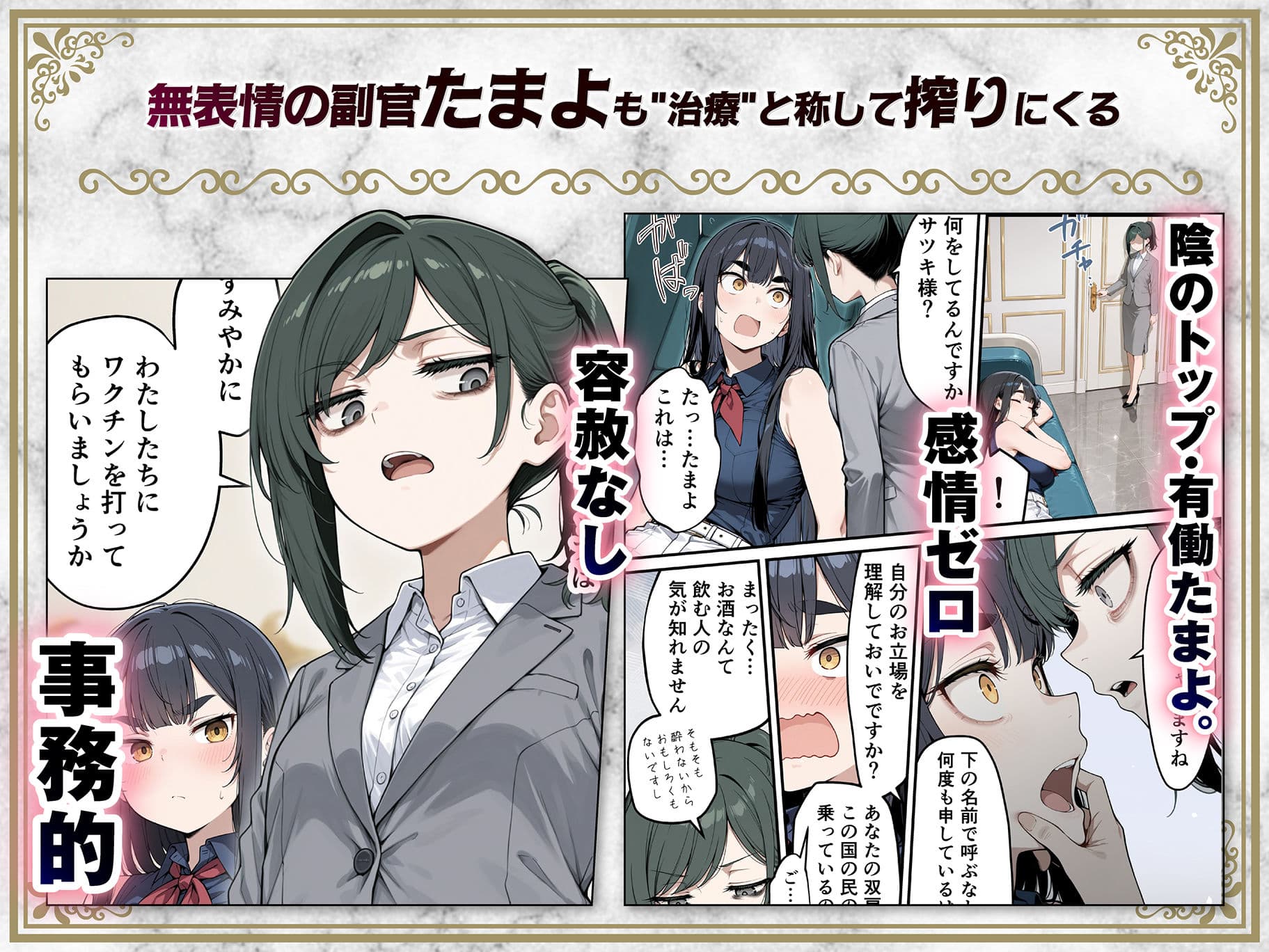 太眉おっぱい長官と貧乳ジト目副官にワクチンポな僕が搾精部屋へ閉じ込められる話 サンプル6
