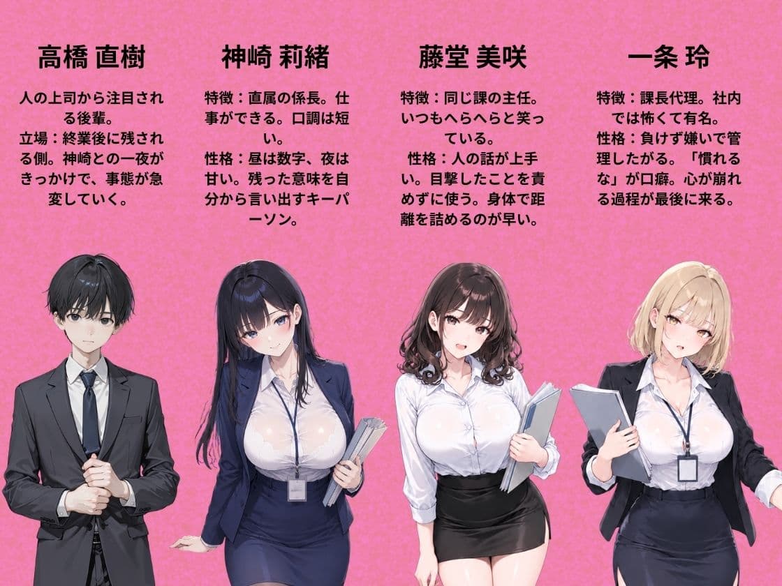 残業終わりの仮眠室で、欲求不満なOL上司たちと中出し濃厚セックスする話 サンプル1