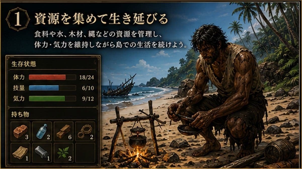 【孤島探索×サバイバルゲームブック】黒帆島漂流記 サンプル1