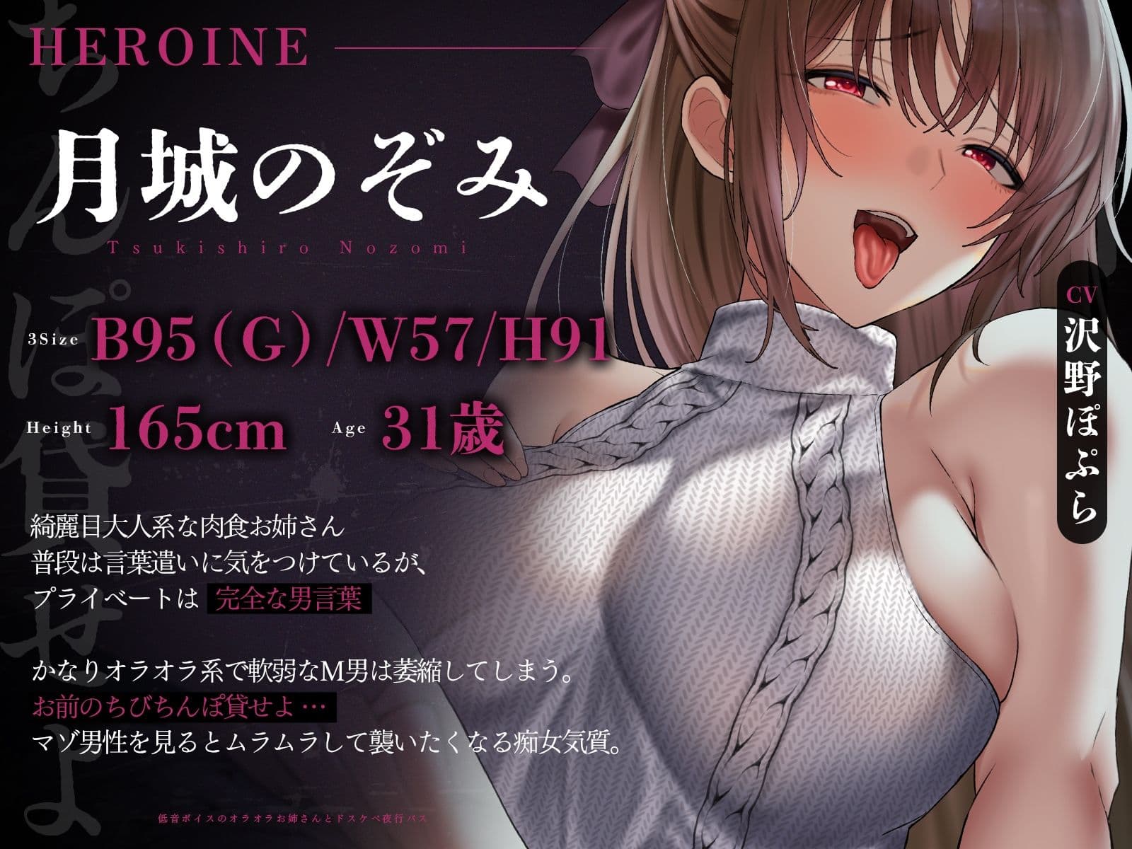 【低音囁き×乳首責め×耳舐め】「おい、お前のちびちんぽ貸せよ」低音ボイスのオラオラお姉さんとドスケベ夜行バス【CV沢野ぽぷら】 サンプル3