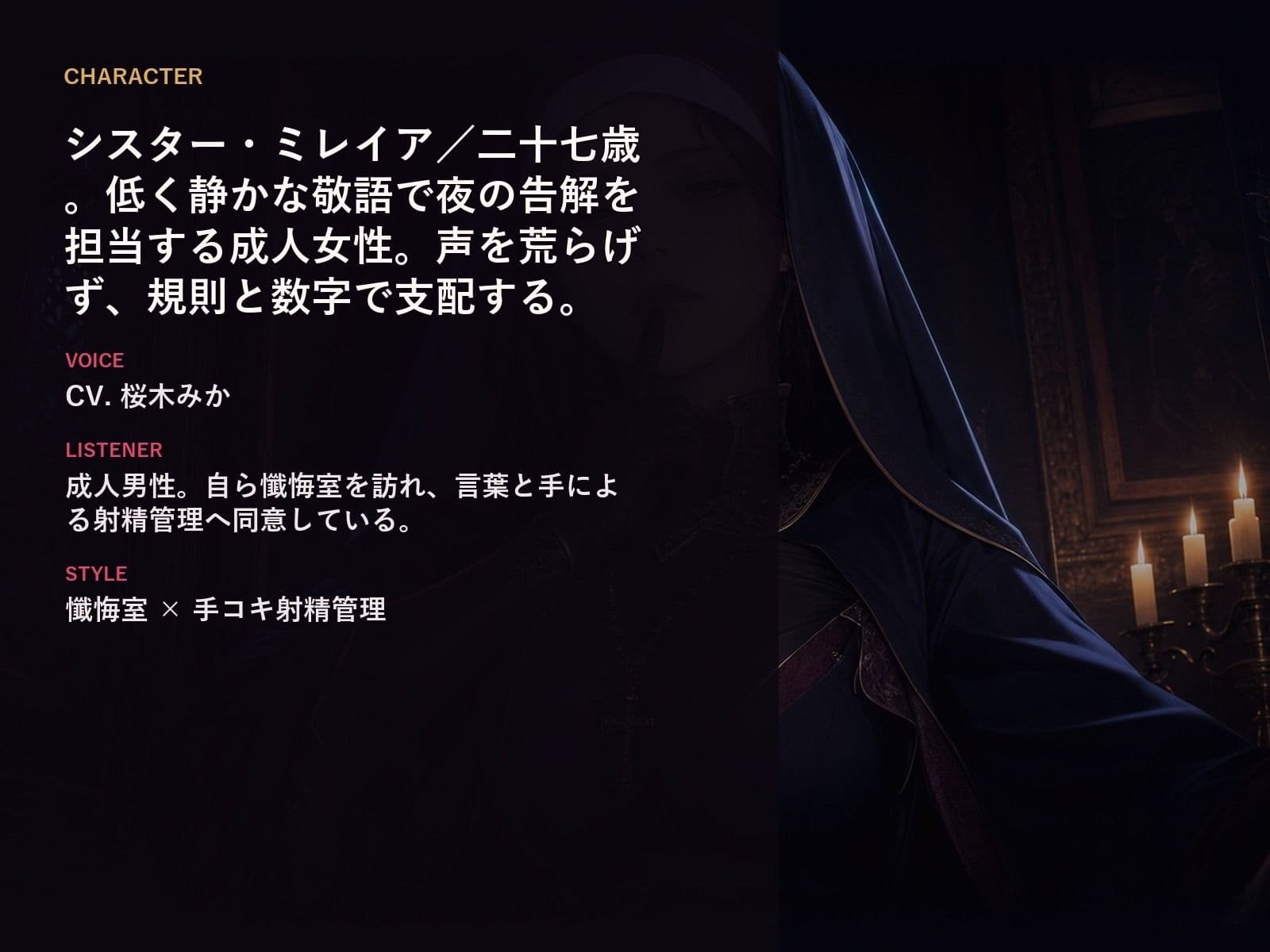 【無表情シスター×手コキ射精管理】「まだ、赦しません」白手袋の審問で四度寸止めされる、赦しの夜 サンプル1