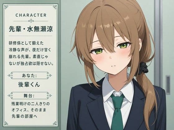 【吐息混じり×淫語囁き】研修係の先輩後輩、残業明けの部屋で離れられません サンプル1